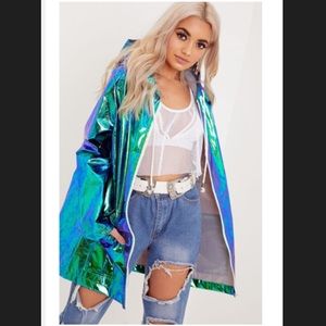 NWT Holographic rain jacket. Price negotiable.